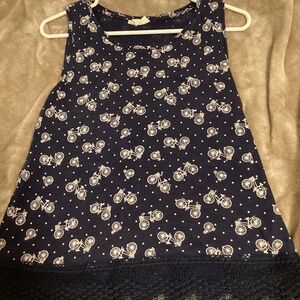 Maison Jules Navy blue bicycle pattern lace tank top size Medium